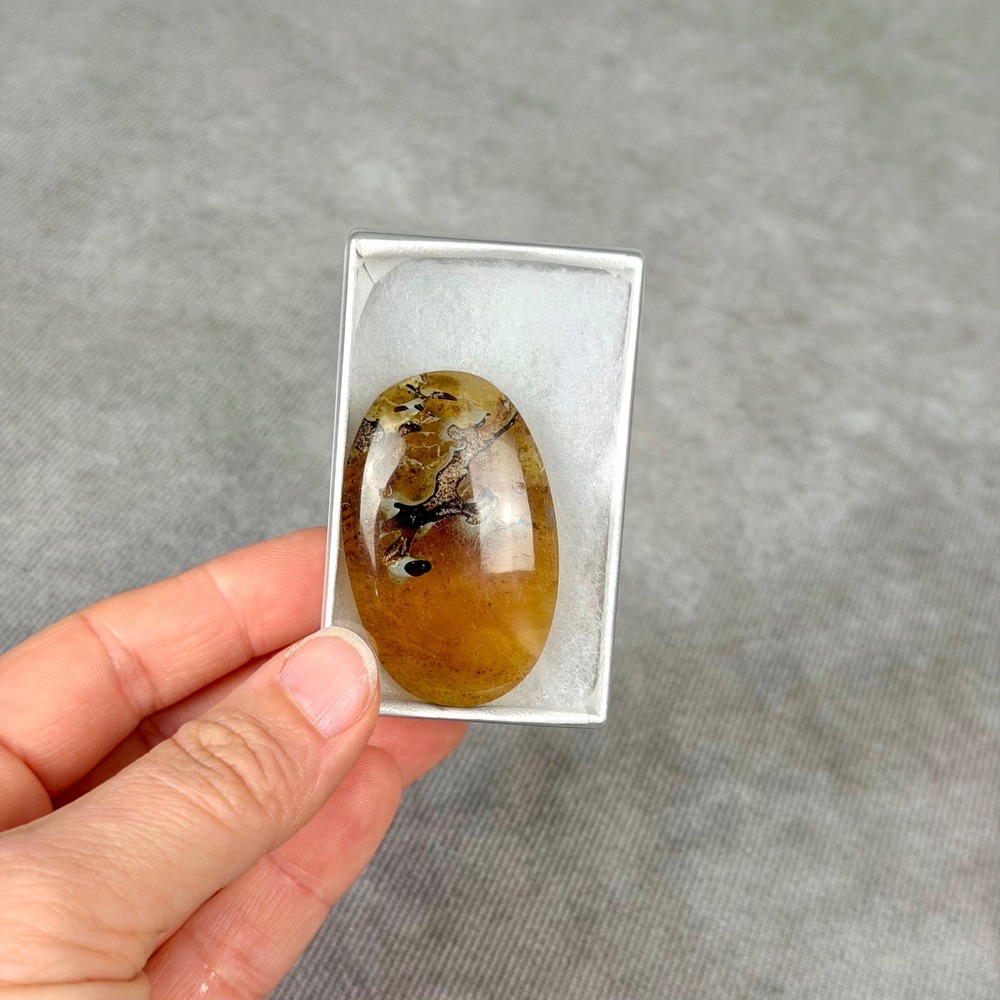 Natural Baltic Amber Cabochon Oval Single Piece Gemstone Golden Brown